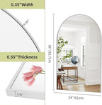 BEAUTYPEAK 24"x36" Arch Bathroom Mirror, Wall Mounted Vanity Metal Frame Mirror for Bedroom, Entryway, Living Room, Silver