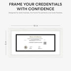 Homeforia 5x10 Business License Frame White, High End Oak 5 x 10 White Wood Document Certificate Frame with Mat 4x9, 10x5 Wooden Picture Frames for Wall or Tabletop, Tempered Glass, Wall Kit, Set of 1