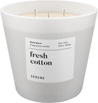 Hidden Label Large Scented Candle, Fresh Cotton, 30oz 3 Wick Huge Candle, Serene Collection Slow Burn Natural Soy Candles for Home Scented