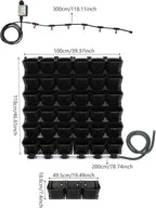 36 Pockets Hanging Planter Bags, Vertical Wall Mounted Plant Planting Grow Bags, Stackable Wall Planter with Timer, Self Watering Hanging Planters for Outdoor Indoor Garden-Black