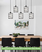 Black Pendant Lights Kitchen Island, Farmhouse Chandeliers for Dining Room 5-Light Pendant Light Hanging Linear Chandeliers, Kitchen Island Lighting with Frosted Glass Shades