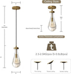 Raindrop Pendant Light Fixtures Set of Two, Brass Glass Pendant Lighting, Teardrops Pendant Lights Kitchen Island, Indoor Pendant Light for Kitchen Island Bedroom Bathroom, Included Bulb