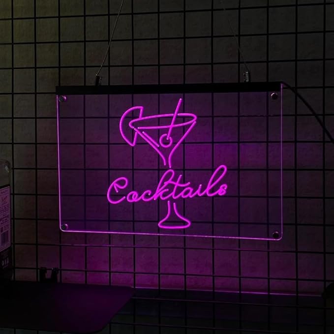 Personalized Beer O'Clock Neon Sign, Custom Wall Sign for Home Bar, Man Cave, Pub, Game Room, LED Beer Light Decor (Cocktail Bar)