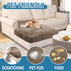 H.VERSAILTEX Velvet Stretch Individual Chaise Cover Sectional Couch Covers for L Shaped Sofa Both Left/Right Furniture Protector Seat Cushion Sofa Cover (1 Piece Chaise Cover, Mocha)