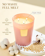 M&SENSE Garden Rose Scented Candle 35oz 150H Burn Time Long Lasting, 3-Wick Natural Aromatherapy Candle Highly Scented, Home Fragrance Housewarming Gifts