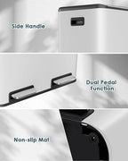 Arlopu 16Gal Dual Trash Can w/2 Built-in Box for Odor Control, Hands-Free Kitchen Garbage Bin, Recycle Waste Dustbin, Soft-Close Lid, 2 Buckets,Foot Pedal, Side Handle, Airtight,for Home Office