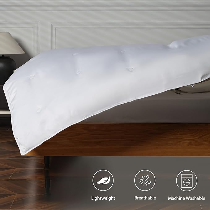 EP Mode Mulberry Silk Filled Quilt with 100% Viscose from Bamboo Fabric, Natural Lightweighted Cooling Comforter (White, Twin 68” X 88”)