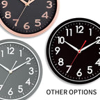 AKCISOT Wall Clock Silent Non Ticking Modern Wall Clocks Battery Operated 10 Inch, Analog Small Classic Clock Decorative for Bedroom, Kitchen, Home Office, Bathroom, School, Living Room (White)