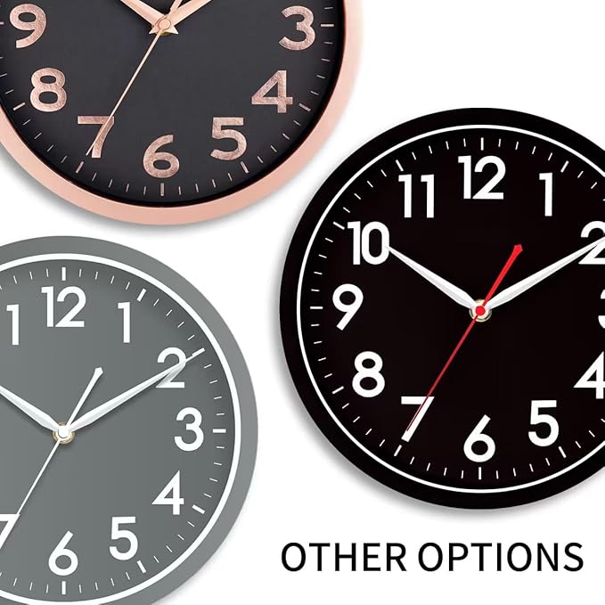 AKCISOT Wall Clock Silent Non Ticking Modern Wall Clocks Battery Operated 10 Inch, Analog Small Classic Clock Decorative for Bedroom, Kitchen, Home Office, Bathroom, School, Living Room (White)