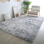CAIYUECS Shag Area Rug,Indoor Ultra Soft Plush Rugs for Bedroom Living Room, Non-Skid Modern Nursery Faux Fur Rugs for Kids Room Home Decor (Tie-Dyed Light Gray, 4x6 Feet)
