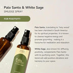 Palo Santo & White Sage Smudge Spray by Aromafume | 1 x 100ml / 3.38 fl oz l Aromatherapy | With Essential oils | Room Linen Spray | Natural Air freshners for home | Spiritual Meditation Accessories