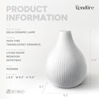 RONDURE 11.0" Modern Ceramic Table Lamp, Modern Bedside Lamps for Bedroom, Living Room and Nightstand, White Translucent Ceramic Shade, Warm Ambient Lighting, Home Decor
