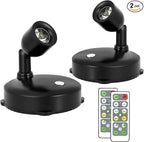 Cordless Spotlight Battery Operated, LED Plant Light, Dimmable Accent Light with Remote, Indoor Display Up Lighting for Picture Photo Tree Dartboard Wall Decor Painting Artwork Portrait