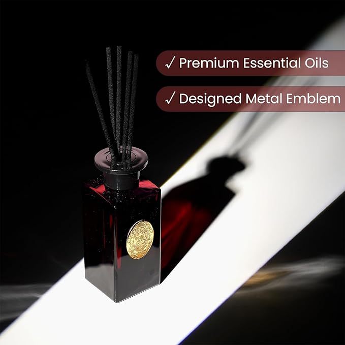 M&SENSE 6.3 oz Large Reed Diffuser Set | Red Camelia Scent Home Oil Diffuser with Sticks | Hotel Collection Non-Toxic Essential Oil |for Bedroom Bathroom Living Room