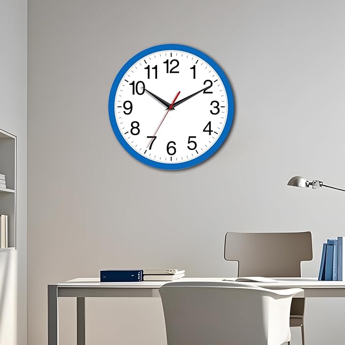 Wall Clock Modern 8 Inch Battery Operated Silent Non Ticking Small Analog Clock Decorative for Bedroom Kitchen Bathroom Office Home (Blue)