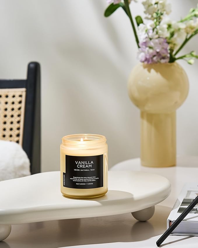 M&SENSE Vanilla Candles 100% Natural Organic Soy Wax Relaxing Aromatherapy Scented Candle, 7.05oz 50 Hours Burning Time Non Toxic Housewarming Gifts for Women and Men