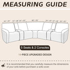 Arfntevss Sectional Recliner Couch Covers Velvet Washable Corner Sectional Sofa Cover for Reclining Couch Stretch Soft Thick L Shape Recliner Slipcover Set (5 Seat with 2 Console Cover, Light Brown)