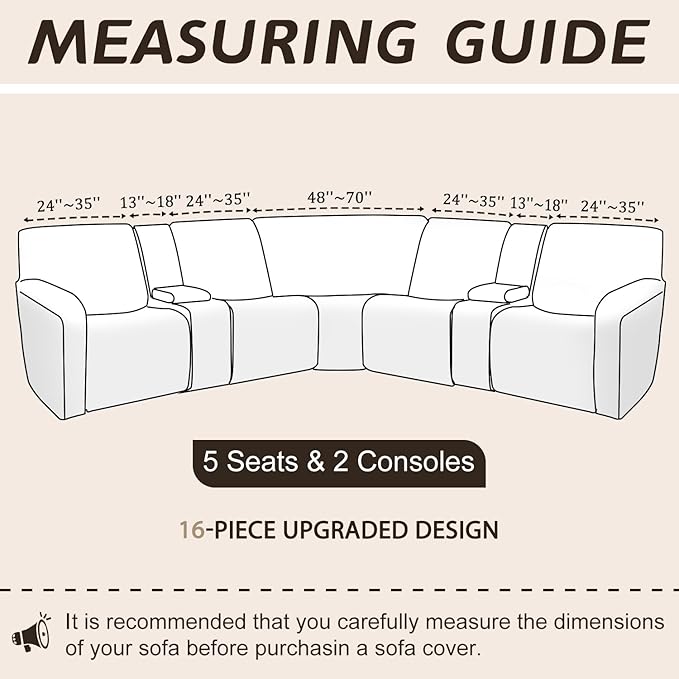 Arfntevss Sectional Recliner Couch Covers Velvet Washable Corner Sectional Sofa Cover for Reclining Couch Stretch Soft Thick L Shape Recliner Slipcover Set (5 Seat with 2 Console Cover, Dark Blue)