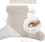 Nestl Reading Pillow Large Bed Pillow, Back Pillow for Sitting in Bed Shredded Memory Foam Chair Pillow, Reading & Bed Rest Pillows Linen Back Pillow for Bed, Bed Chair Arm Pillow with Pockets