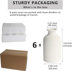 YANLING 6 Pack White Vase Small Ceramic Vases for Decor, White Vases for Flowers Boho Home Decor, Pampas Grass Dried Flowers Vases