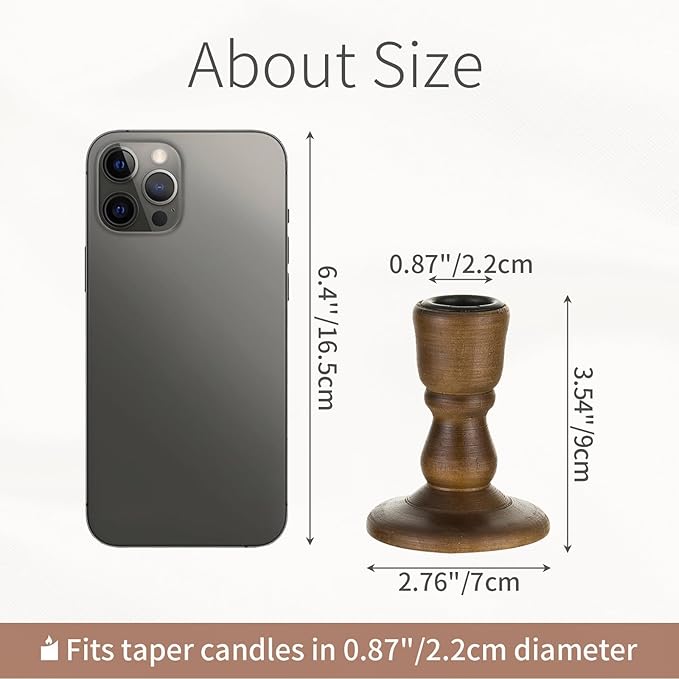 Wooden Taper Candle Holders: Wood Candlestick Holders Rustic Brown Farmhouse Fall Decor for Living Room Dinning Table Centerpiece Christmas Set of 10