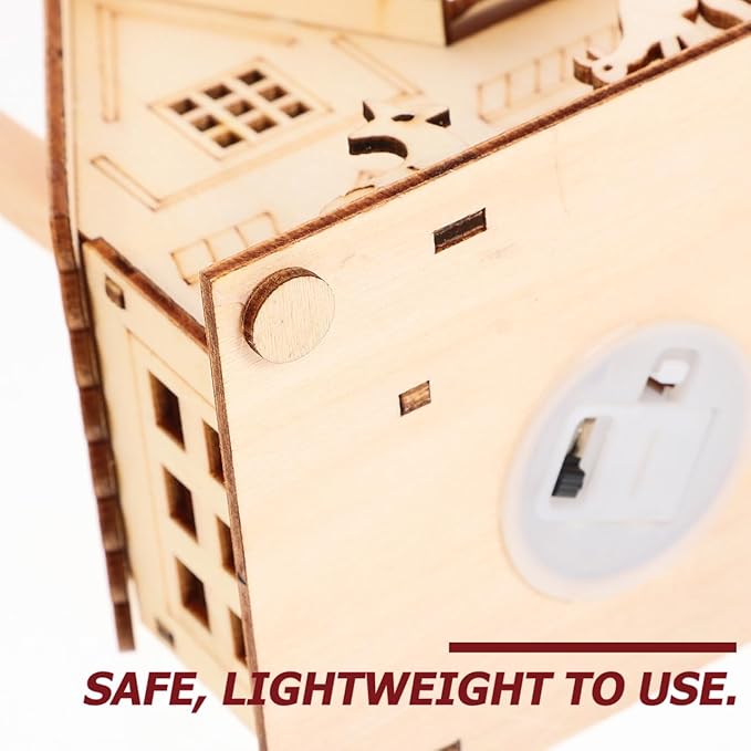 BESPORTBLE Wooden Christmas Village Houses Set of 3 - LED Light Up Mini Houses for Holiday Decor, 2025 New Rustic Farmhouse Christmas Decorations, Indoor Tabletop Decor for Home, Office, Mantel