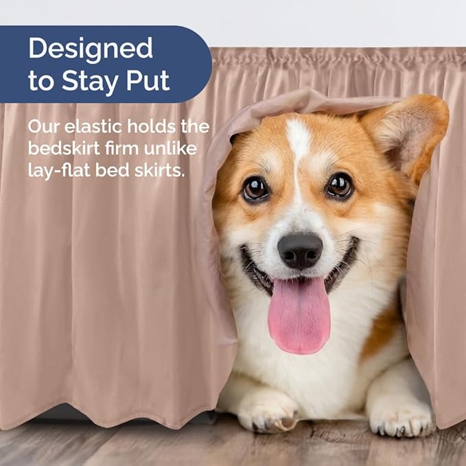 Wrap Around Dust Ruffle Bed Skirt - Mauve - Twin/Twin XL Size Beds w/ 12 Inch Drop - Easy Fit Elastic Strap - Adjustable Pleated Bedskirt w/Brushed Fabric - Wrinkle Free - Women, Men, Kids & Teens