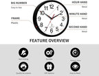 Atomic Wall Clock, Modern 10 Inch Battery Operated Wall Clocks, Analog Clock for Living Room, Office, Home, Bedroom, Kitchen, Bathroom(Black)