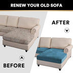 PrinceDeco Velvet Sectional Couch Covers, 4 Pieces, L Shape, Blue, 3 Seater + 1 Chaise