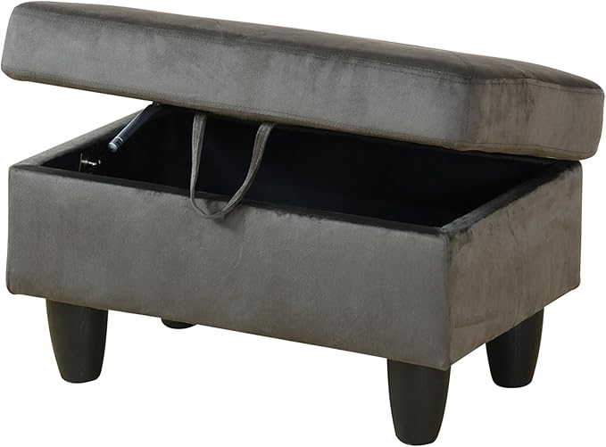 Ottoman Rectangular Storage Ottoman Bench, Flannel Footrest Stool Footstool with Lid for Living Room, Bedroom, Entryway, Brown, 28.5"x19"x17.5"
