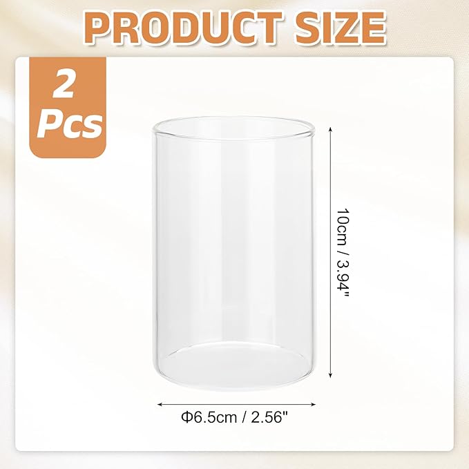 uxcell Hurricane Candle Holder (H:3.9" OD:2.6"), Pillar Floating Candles Holder Clear Glass Cylinder Flower Vases for Table Centerpiece Wedding Party Home Decoration 2Pcs