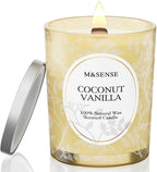 M&SENSE Coconut Vanilla Scented Candle, Cracking Wooden Wick Soy Wax, 18oz 100 Hours Long Lasting Clean Burn, Large Jar Candles for Home Decor, Non-Toxic Relaxing Aromatherapy Gifts for Women