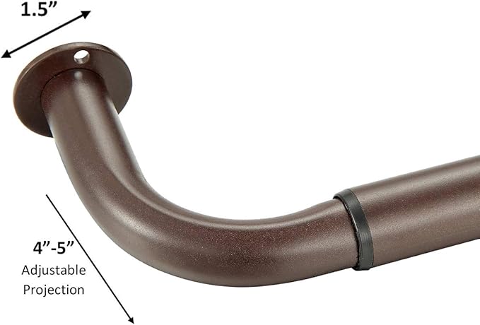 Room Darkening Curtain Rod, Wrap Around Design, Extra-Thick 1-Inch Diameter Single Drapery Rod, Extendable Metal Rod Set for the Blackout Curtains and Sheer (Coffee Gold, 28-48")