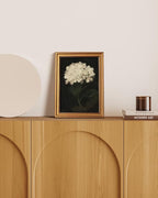 HUARCEY Gold Framed Vintage Wall Art for Living Room, Flowers Painting Canvas Prints Shelf Decor for Kitchen, Aesthetic Bedroom Wall Art, Christmas Gifts for Friends Family (White Hydrangea 12"x16")