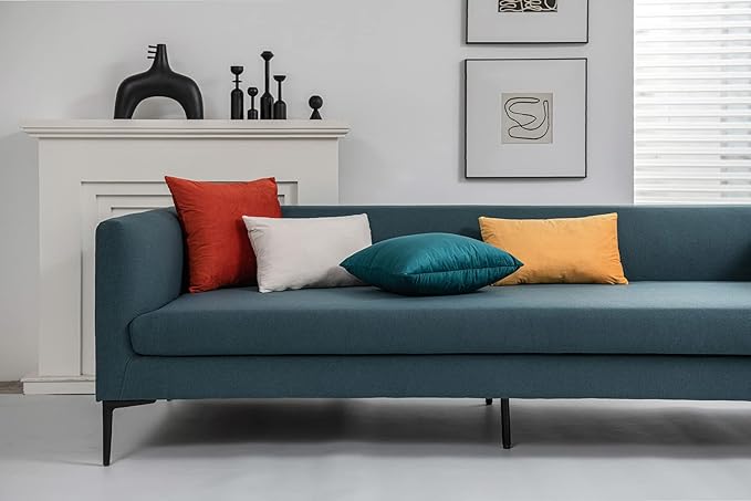 26x26 Euro Pillow Covers : 2 Pack Cozy Soft Velvet Oversized Couch Pillow Shams, Square Throw Pillow Cases for Living Room Sofa, Teal