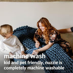 Nuzzie Chunky Knit Blanket - Breathable, Cooling, Hand Made Knit Throw Blanket for Sleep - Machine Washable, Stylish Decor Design (Dusty Blue, Queen | 22lbs | 60"x80")