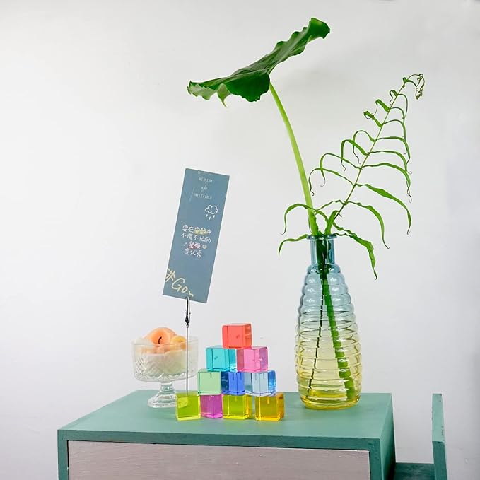 Desktop Picture Holders, 10 pcs Rainbow Colors Polaroid Photo Clip Stand for Paper Name Place Card Postcard Memo Menu Note Memory Photo Christmas Wedding Number Card Display with High Clear Cube Base