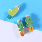 BESTOYARD 50pcs Cactus Wooden Pegs Photo Clips for Crafts Memo Holder and Home Decoration