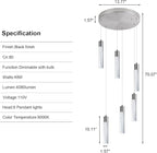 Modern Chandeliers for high Ceilings, Brushed Nickel Foyer Pendant Lighting with Preminum Bubbles, Pendant Lights Kitchen 6-Lights Dimmmable for Foyer Dining Room, Kitchen Island,Bars…