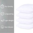 GOLD TEXTILES White Throw Pillows Insert (Pack of 4) - 18 x 18 Inches Polyester Sham Stuffer Throw Pillow - Lightweight Square Indoor Decorative Pillows - Bed and Cushion Couch Pillows