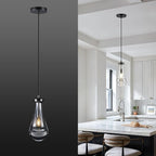 Raindrop Pendant Light for Kitchen Island, Black Modern Crystal Glass Modern Pendant Lights, pendant lights in kitchen island, E12 Bulb Pendant Lights Indoor island, for Dining Room,Living Room