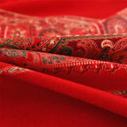 ABREEZE Full Duvet Covers, Bohemian Retro Bedding Set, Coloful Mandala Down Comforter Cover, Boho Floral Style Quilt Cover, 100% Brushed Cotton, 1 Duvet Cover and 2 Pillow Shams,Red