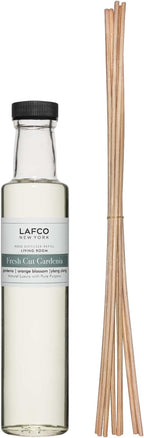 LAFCO New York Reed Diffuser Refill, Fresh Cut Gardenia - 8.4 oz - Up to 4-Month Fragrance Life - Includes Natural Wood Reeds - Free of Dyes & Propellants - Made in the USA