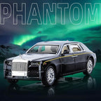 Alloy Collectible Rolls-Royce Phantom Model Toy Car, 1/32 Scale Diecast Car Model Pull Back Vehicles Phantom Toy with Sound & Light, Car Logo Can be Folded