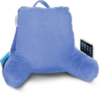 Nestl Reading Pillow Standard Bed Pillow, Back Pillow for Sitting in Bed Shredded Memory Foam Chair Pillow, Reading & Bed Rest Pillows Calm Blue Back Pillow for Bed, Bed Chair Arm Pillow with Pockets