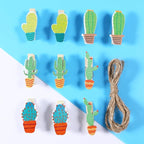 BESTOYARD 50pcs Cactus Wooden Pegs Photo Clips for Crafts Memo Holder and Home Decoration