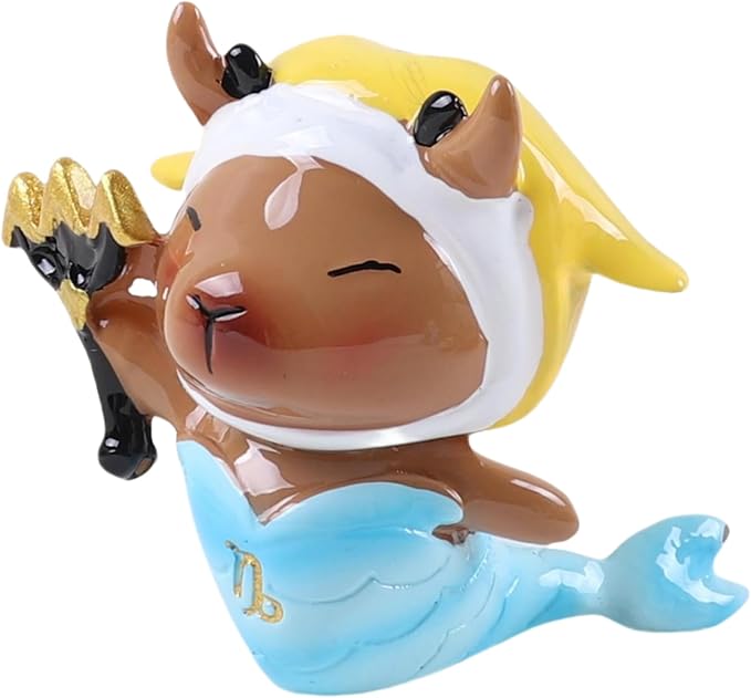 Capybara Zodiac Figurine, Capricorn Animal Theme Desk Decor, Resin Collectible (Capricorn)