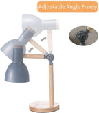 Small Wooden Desk Lamp,Adjustable tri-Color Kids Table Lamp,Desk Lamp for Home Office,Bedside lamp,Dorm lamp (Grey)