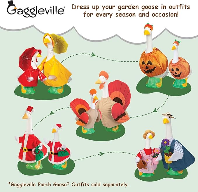 Fox Valley Traders Gaggleville Porch Goose Bundle Goose and Baby Statue – Charming Outdoor Decorative Figurine for Garden, Patio, or Entryway Accent