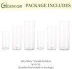 Glasseam Hurricane Glass Candle Holders: Set of 6 Cylinder Candle Holders for Table Centerpiece Modern Glass Vases for Centerpieces Large Clear Flower Vase Decorative for Wedding